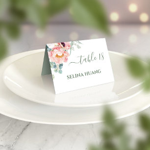 Double Happiness Peony Wedding Place Card