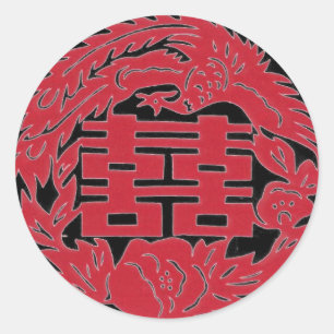 Double happiness Phoenix Classic Round Sticker
