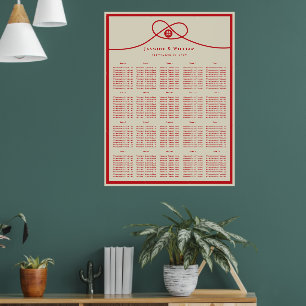 Double Happiness Red Knot Wedding Seating Chart