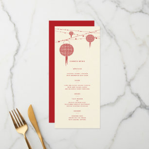 Double Happiness Red Lanterns Chic Chinese Wedding Menu
