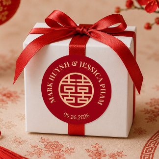 Double Happiness Red Wedding Sticker