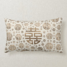 Double Happiness Symbol pattern - pastel gold