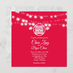 Double Happiness Themed Custom Wedding Invitation