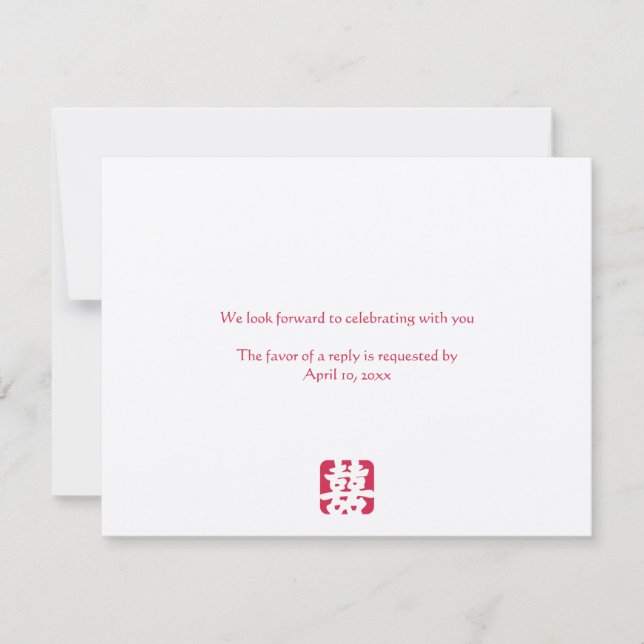 Double happiness wedding enclosure response cards (Front)