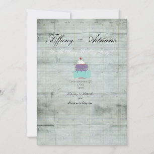 Double Happy Birthday Cake cherry Invitation