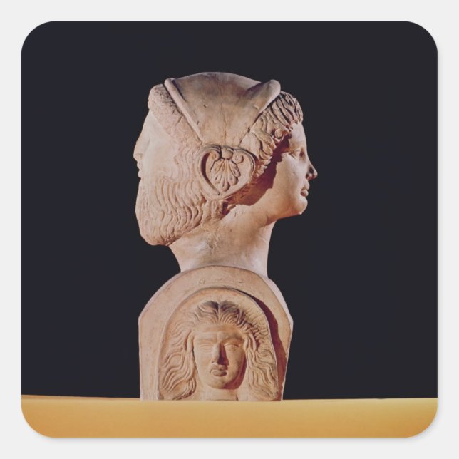 Double-headed Bust Square Sticker (Front)