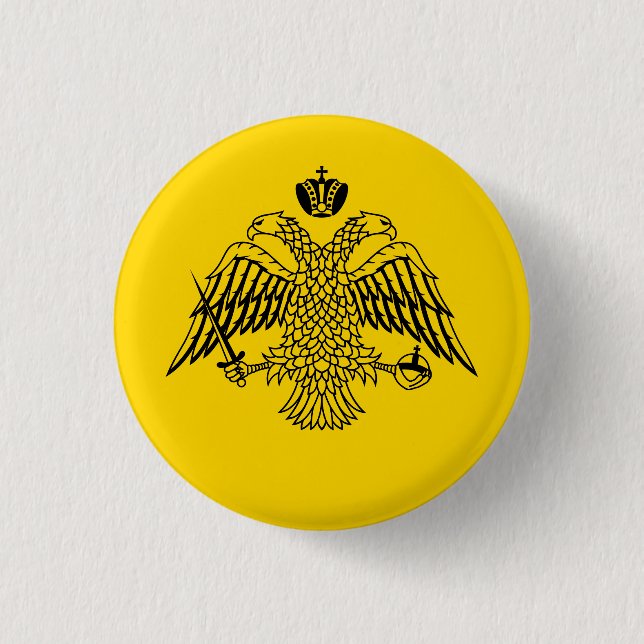 Double Headed Eagle Byzantine & Christian Emblem 3 Cm Round Badge (Front)