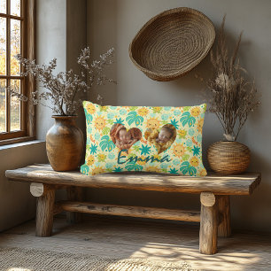 Double Heart Photo Pillow Kawaii Tropical Pattern