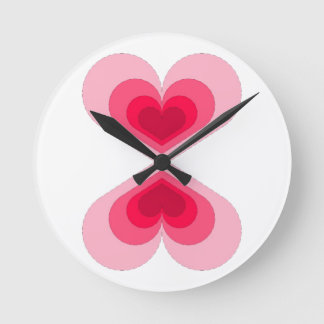 Double Heart Round Clock