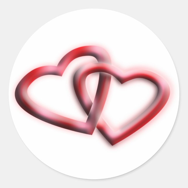 Double Heart Valentine's Day Gift Classic Round Sticker (Front)