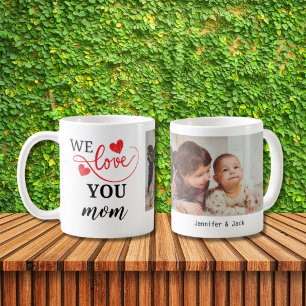 Double Heart We Love You Mum Photo Coffee Mug