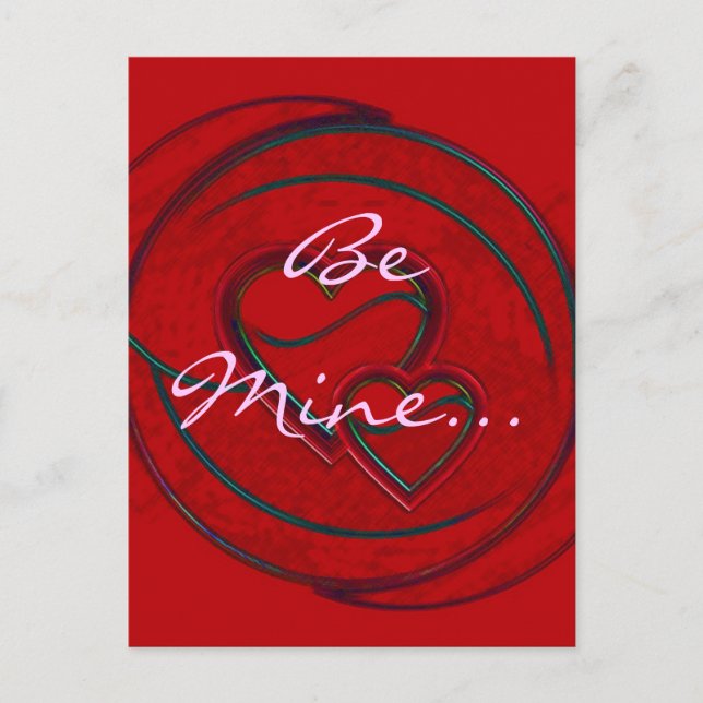 Double Hearts Be Mine Postcard (Front)