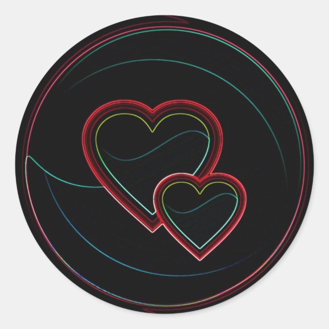 Double Hearts In Black Classic Round Sticker (Front)