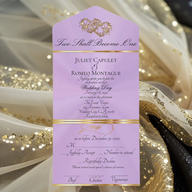Double Hearts - Lavender/Gold All In One Invitation (Creator Uploaded)