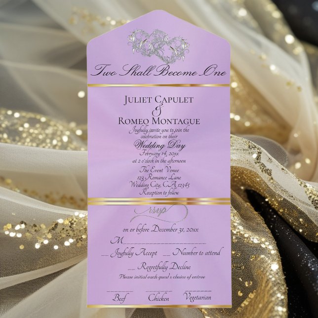Double Hearts - Lavender/Silver All In One Invitation (Creator Uploaded)