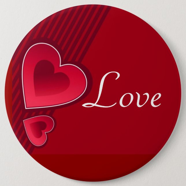 Double Hearts Love 6 Cm Round Badge (Front)