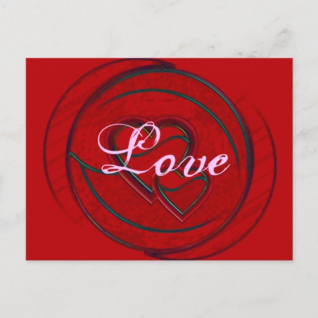 Double Hearts Love Postcard (Front)