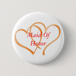 Double Hearts Maid of Honour 6 Cm Round Badge