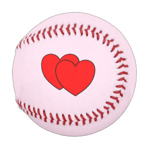 Double Hearts Pink Baseball