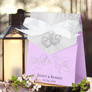 Double Hearts Thank You- Lavender/Silver Favour Box