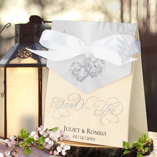 Double Hearts Thank You- Peach/Silver Favour Box (Creator Uploaded)