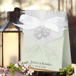 Double Hearts Thank You- Sage/Silver Favour Box