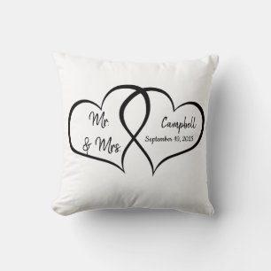 Double Hearts Throw Pillow