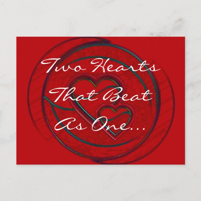 Double Hearts Two Hearts That Beat As One Postcard (Front)