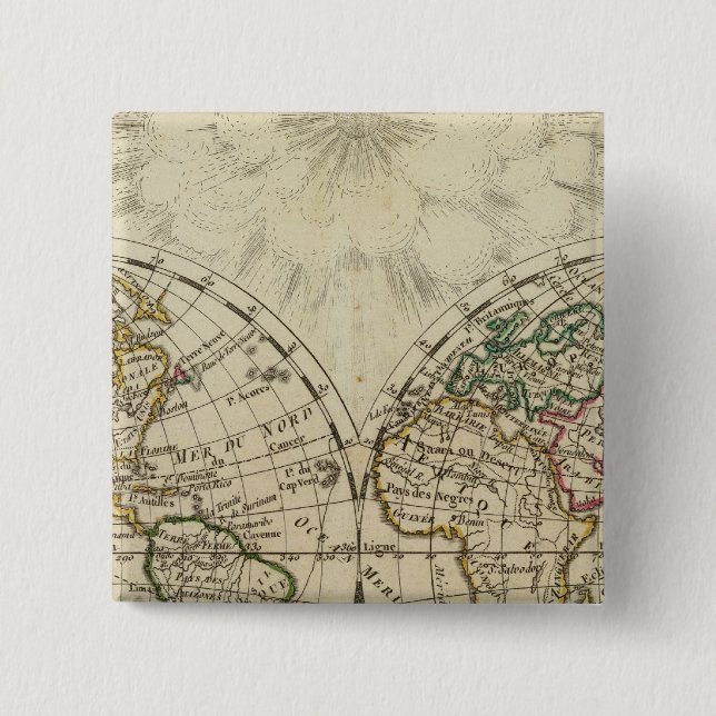Double hemisphere map 15 cm square badge (Front)