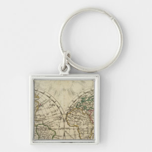 Double hemisphere map key ring