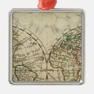 Double hemisphere map metal tree decoration