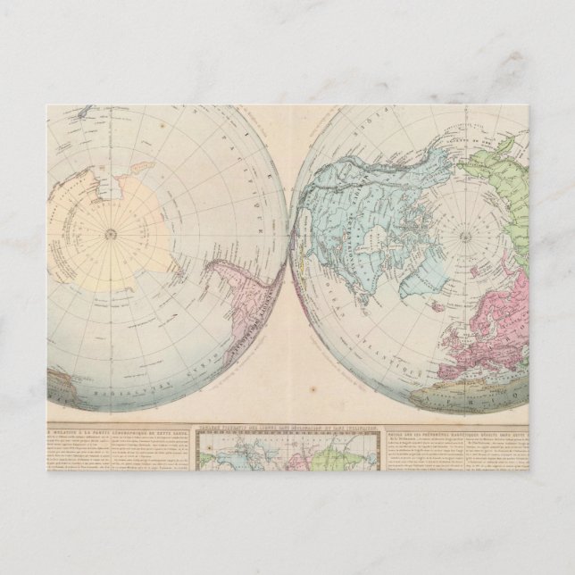 Double Hemisphere Map of the World Postcard (Front)