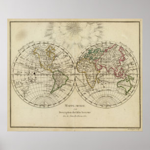 Double hemisphere map poster