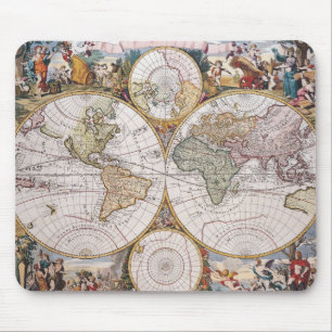Double Hemisphere Polar Map Mouse Pad
