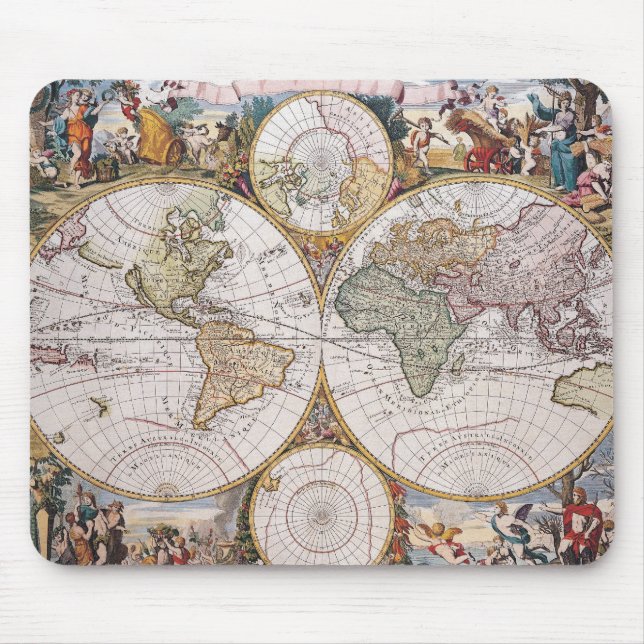 Double Hemisphere Polar Map Mouse Pad (Front)