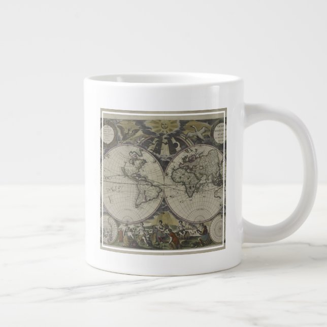 Double Hemisphere World Map | 1672 Large Coffee Mug (Right)