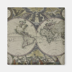 Double Hemisphere World Map   1672 Magnet