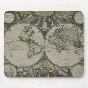 Double Hemisphere World Map   1672 Mouse Pad