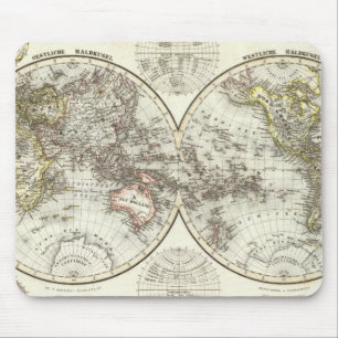 Double Hemisphere World Map Mouse Pad