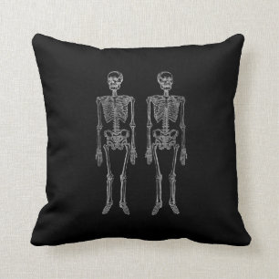 Double Human Skeletons White Cushion