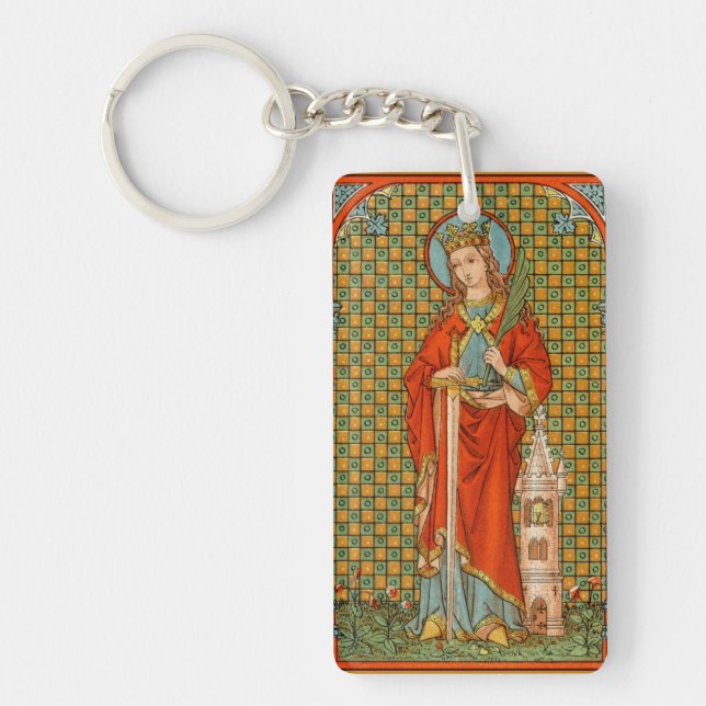 Double Image of St. Barbara  (JP 01) Key Ring (Front)