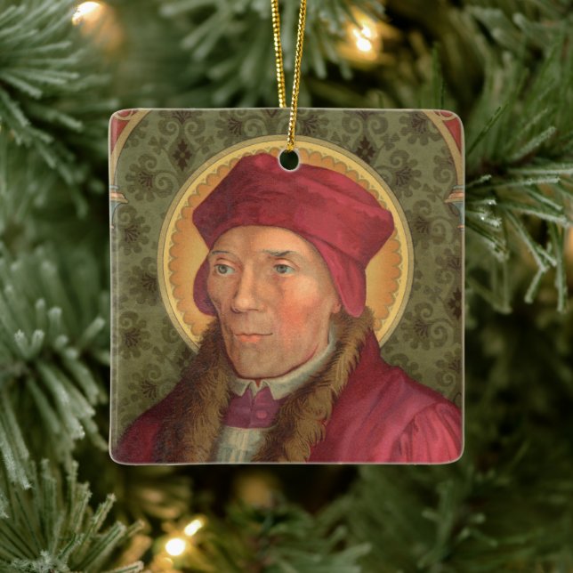 Double Image St. John Fisher (SAU025) Square Ceramic Ornament (Tree)