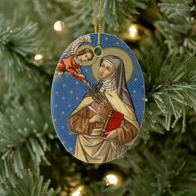 Double Image St. Teresa of Avila (SAU 28) Oval Ceramic Ornament (Tree)