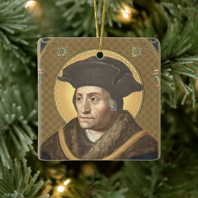 Double Image St. Thomas More (SAU 026) Square Ceramic Ornament (Tree)