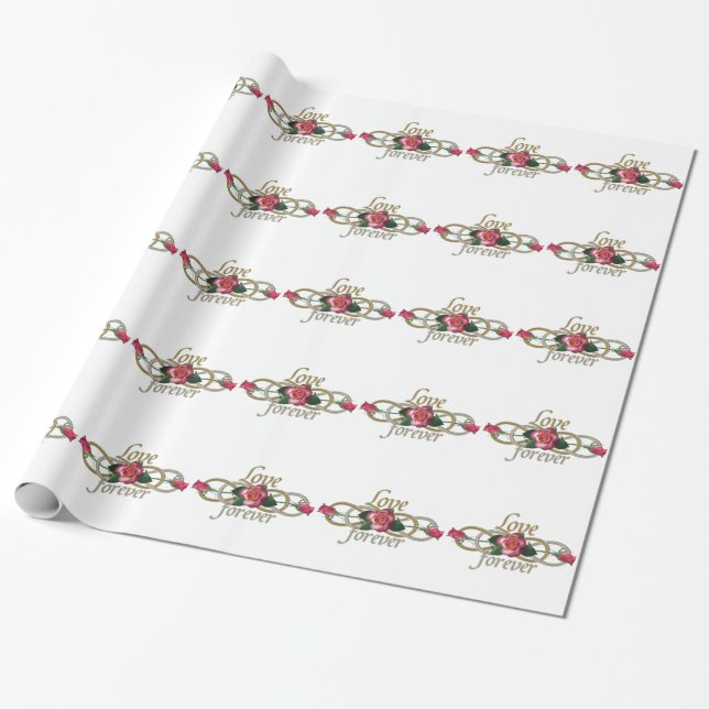 Double Infinity - Roses Love forever Wrapping Paper (Unrolled)