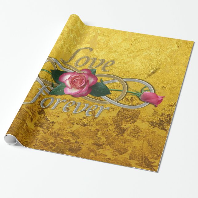 Double Infinity - Roses Love more forever Wrapping Paper (Unrolled)