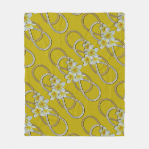 Double Infinity Silver Gold Frangipani Fleece Blanket