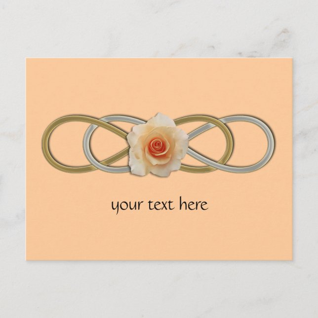Double Infinity Silver Gold Rose Postcard (Front)