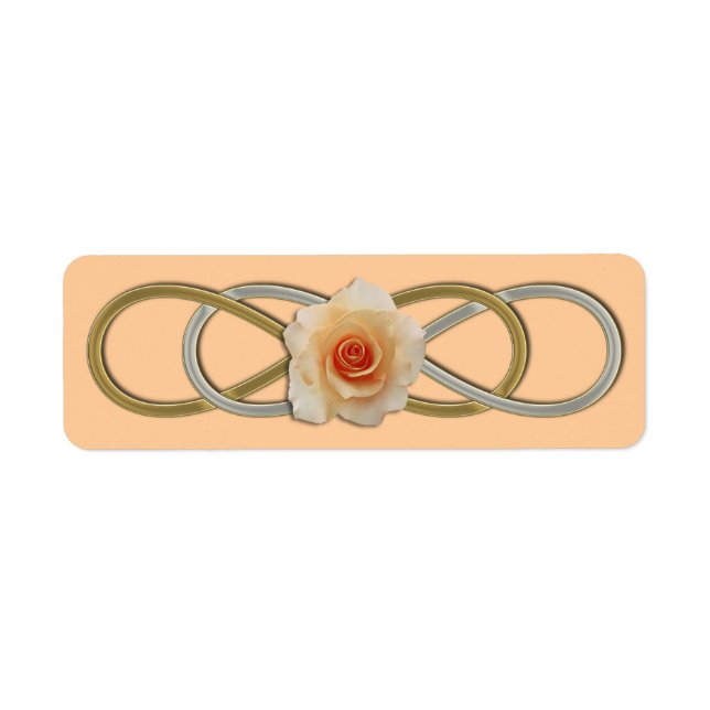 Double Infinity Silver Gold Rose Return Address Label (Front)