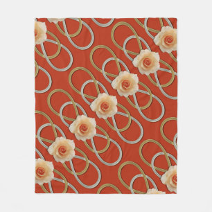 Double Infinity Silver Gold Rose + your backgr. Fleece Blanket